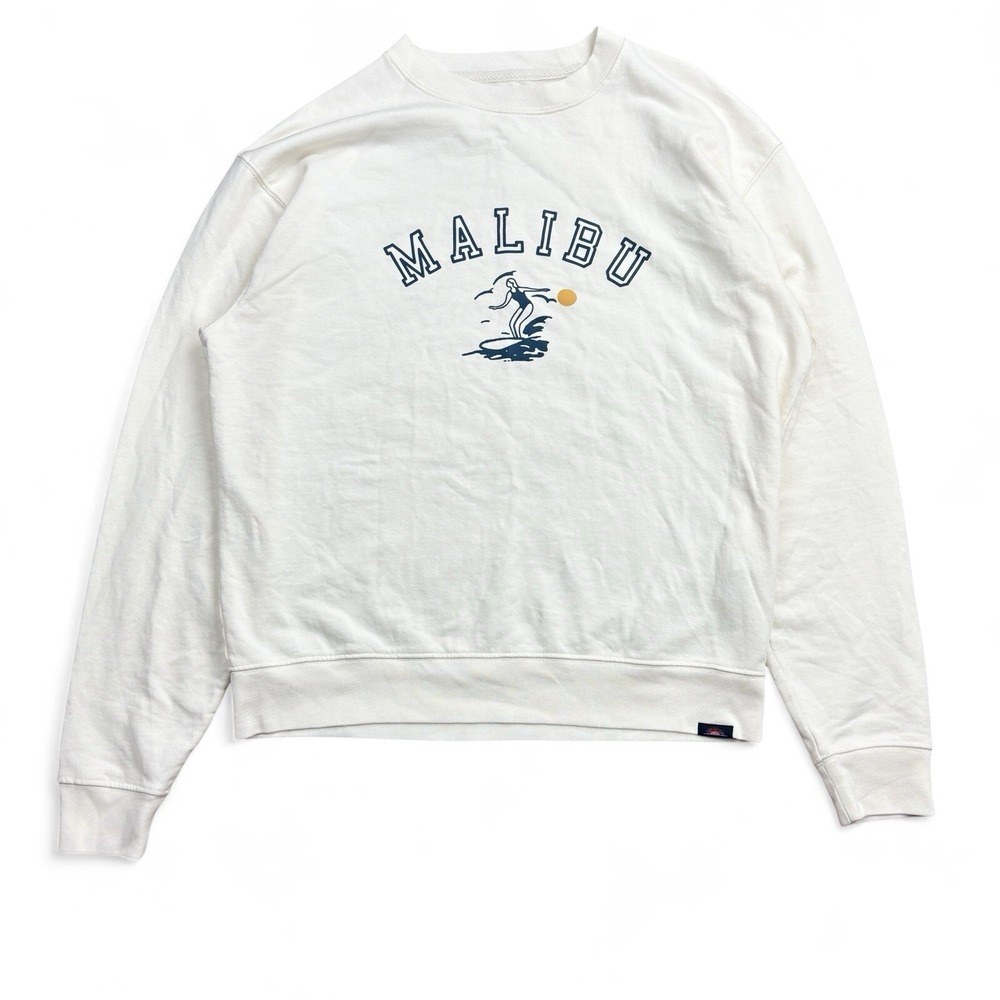 Faherty Sweatshirt Men's Small White Cotton Crewneck Malibu Beach Surf Oversized